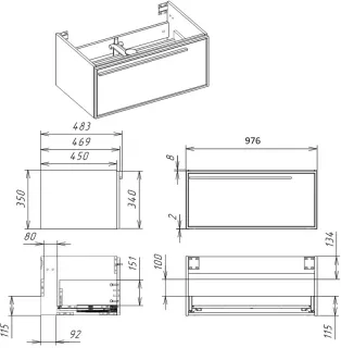 Тумба под раковину La Fenice Elba FNC-01-ELB-BG-100 синяя матовая 100 см